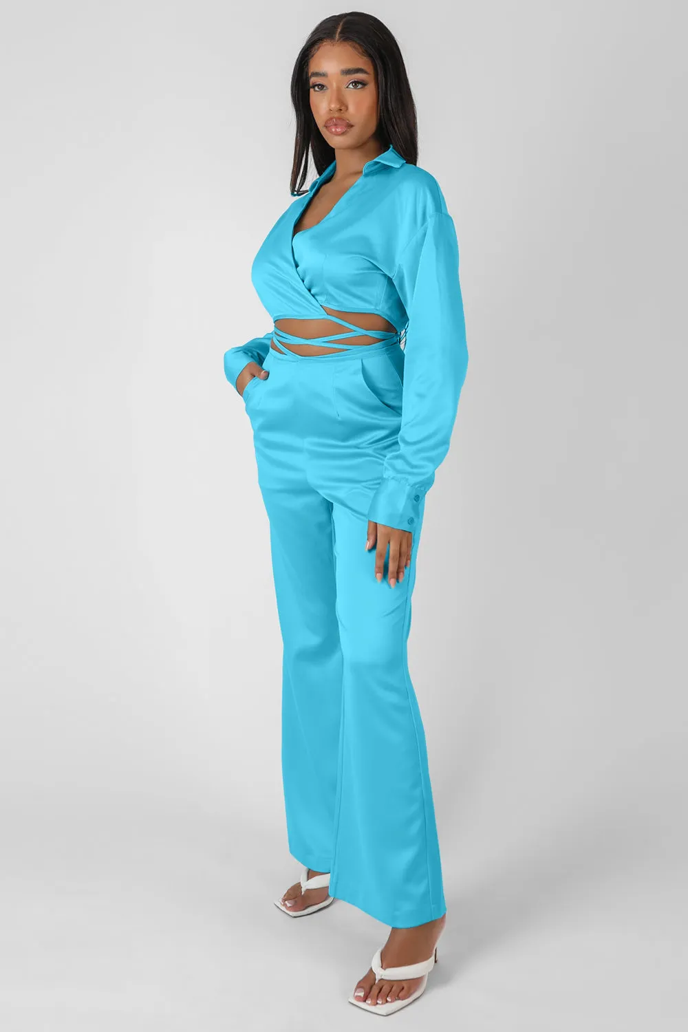 Strappy Waist Striaght Leg Trouser Blue sold by Public Desire product image thumbnail 2