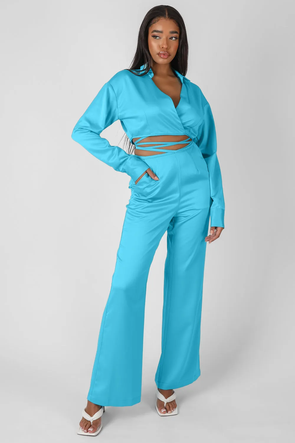 Strappy Waist Striaght Leg Trouser Blue sold by Public Desire product image thumbnail 4