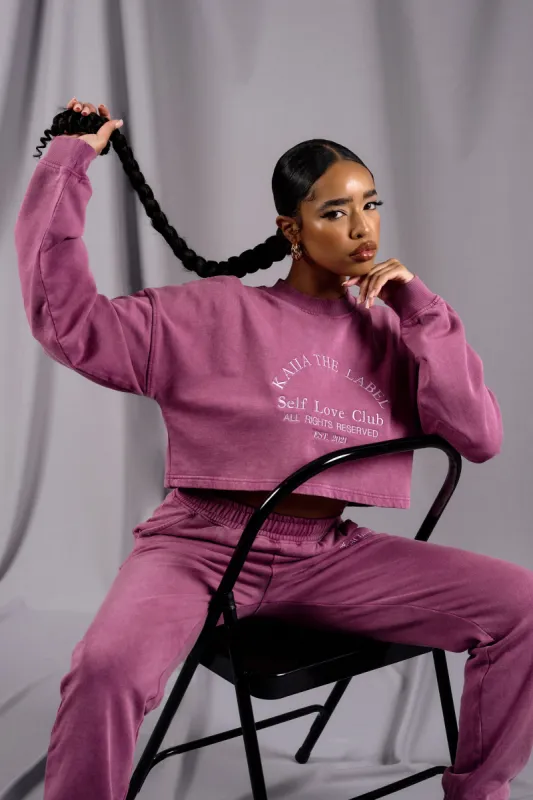 Self Love Club Cropped Sweatshirt Purple sold by Public Desire