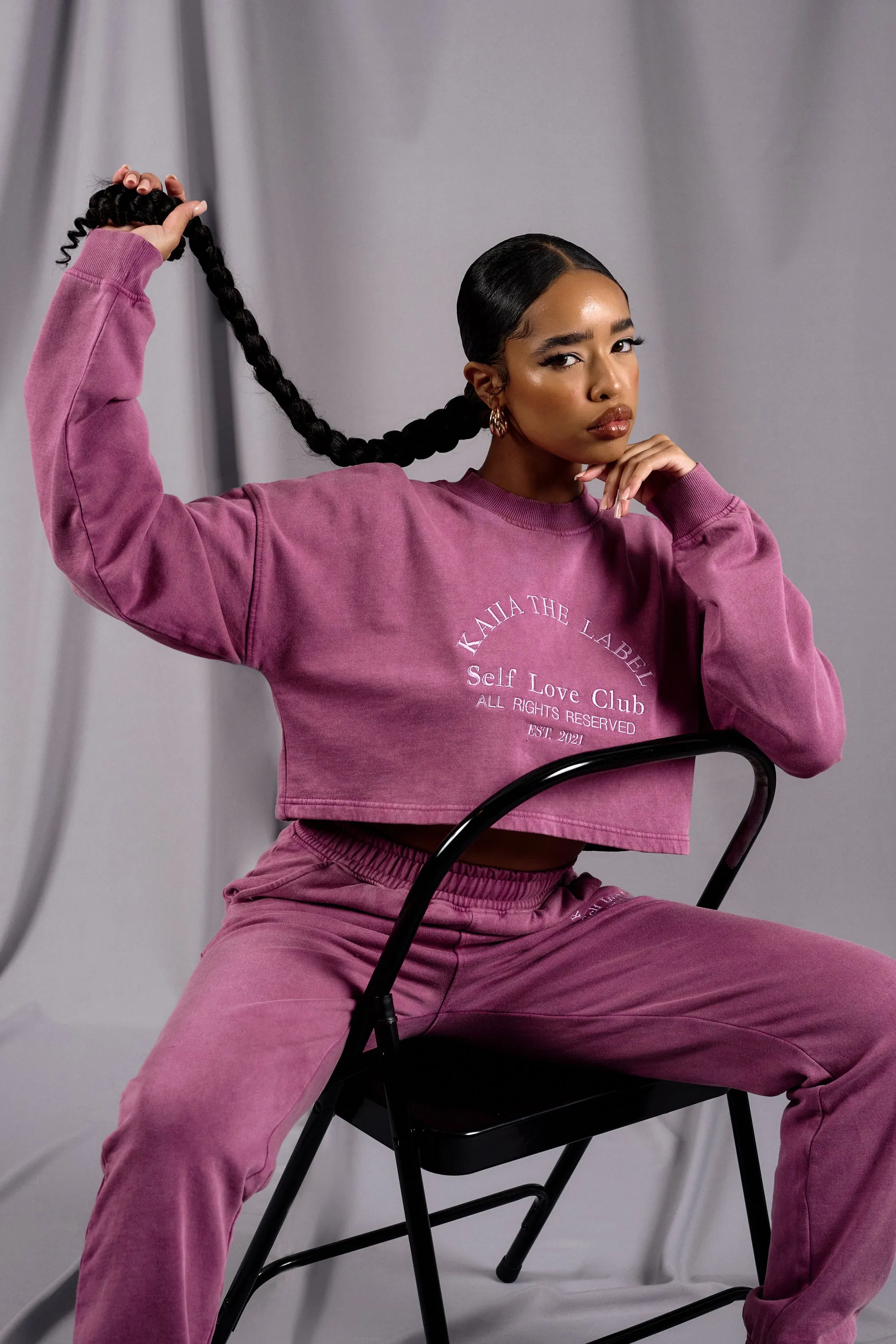 Self Love Club Cropped Sweatshirt Purple sold by Public Desire