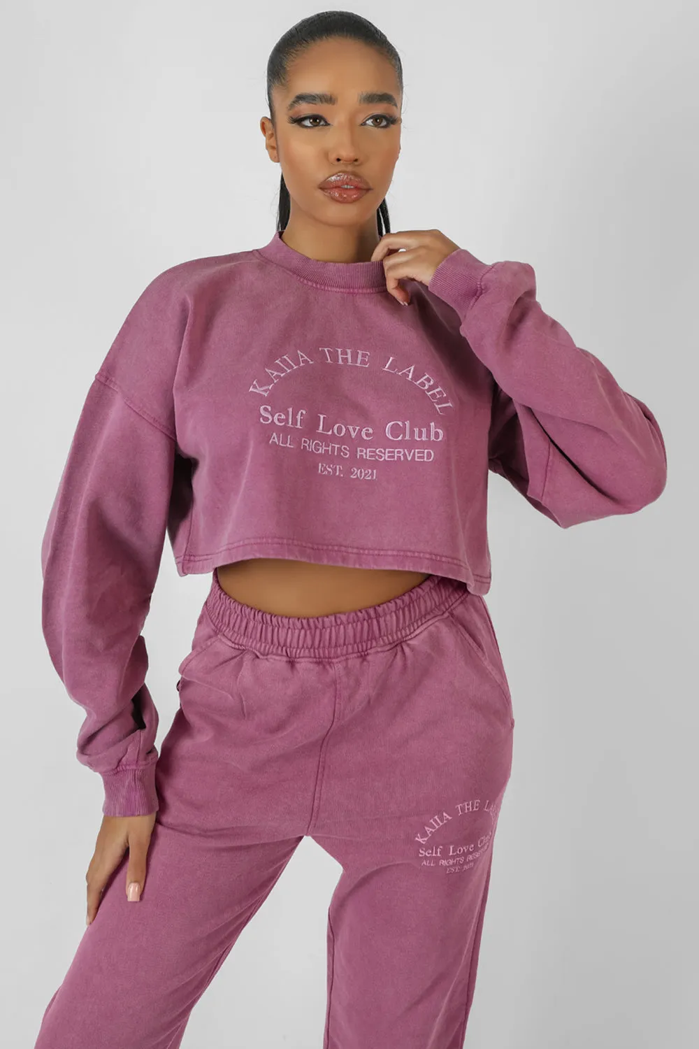Self Love Club Cropped Sweatshirt Purple sold by Public Desire product image thumbnail 2