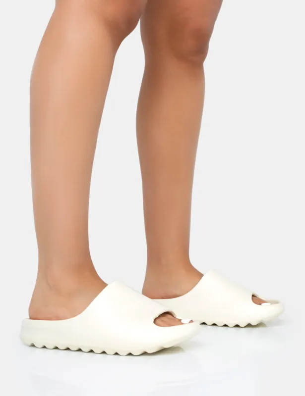 Brady Cream Rubber Flat Slider Sandals sold by Public Desire