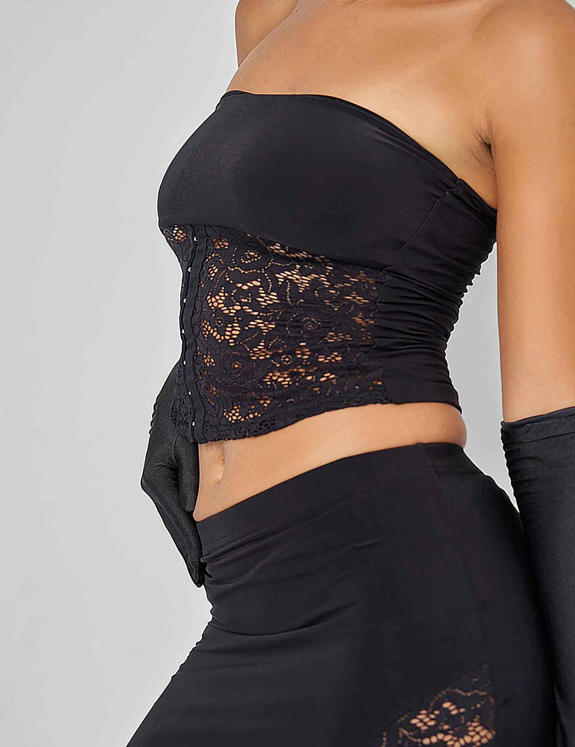 Public Desire Lace Hook and Eye Bandeau Top Co-ord in Black sold by Public Desire product image thumbnail 4
