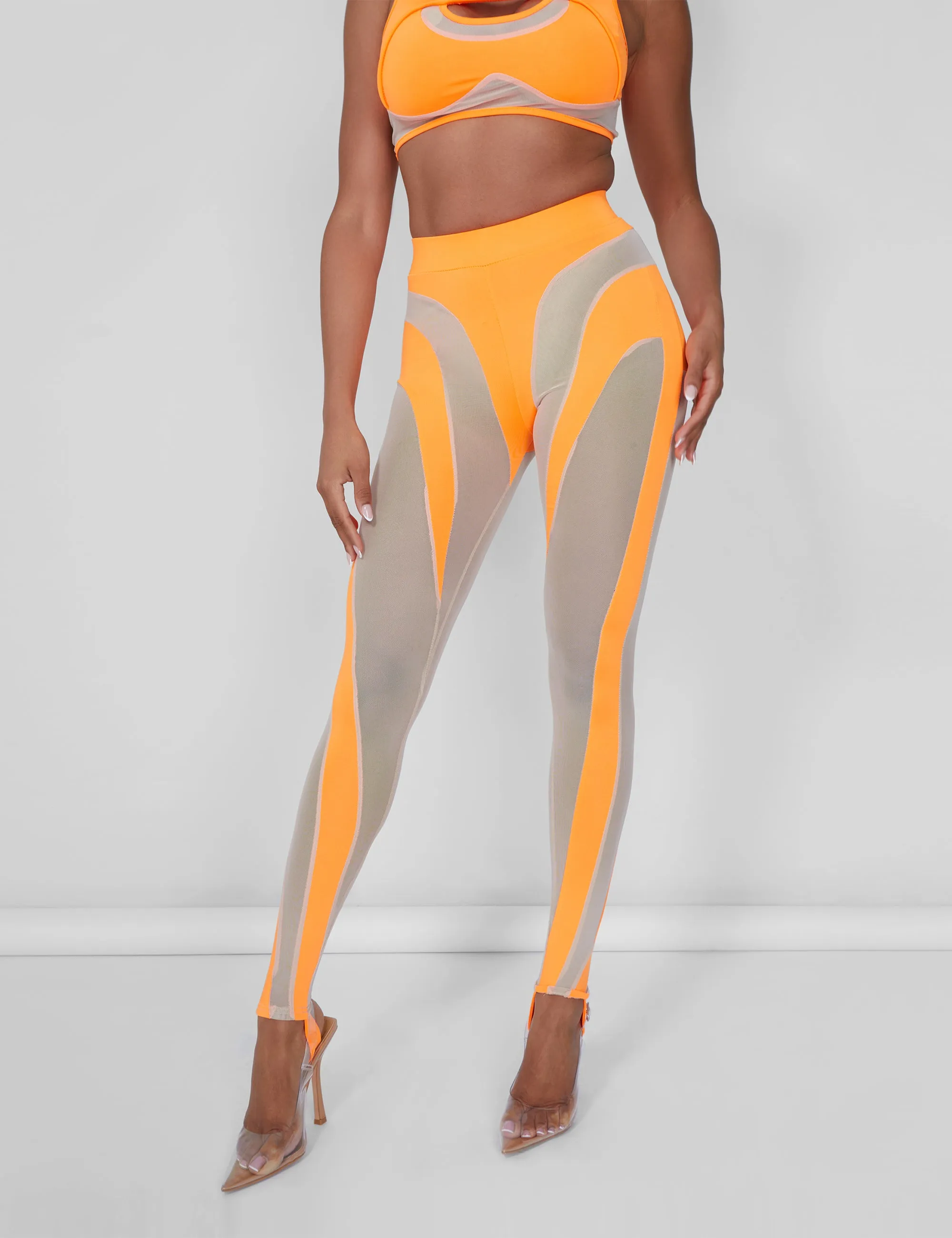 Mesh Insert Leggings Orange sold by Public Desire product image thumbnail 3