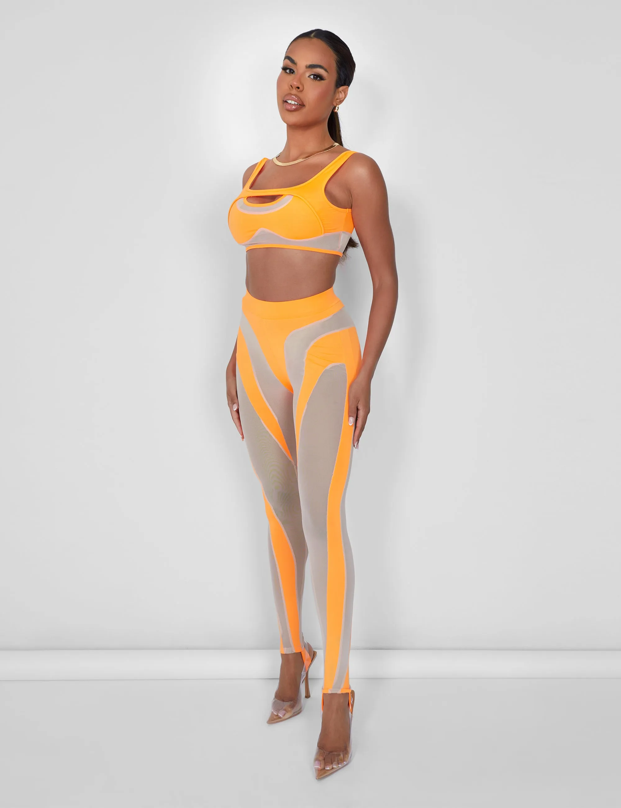 Mesh Insert Leggings Orange sold by Public Desire product image thumbnail 2