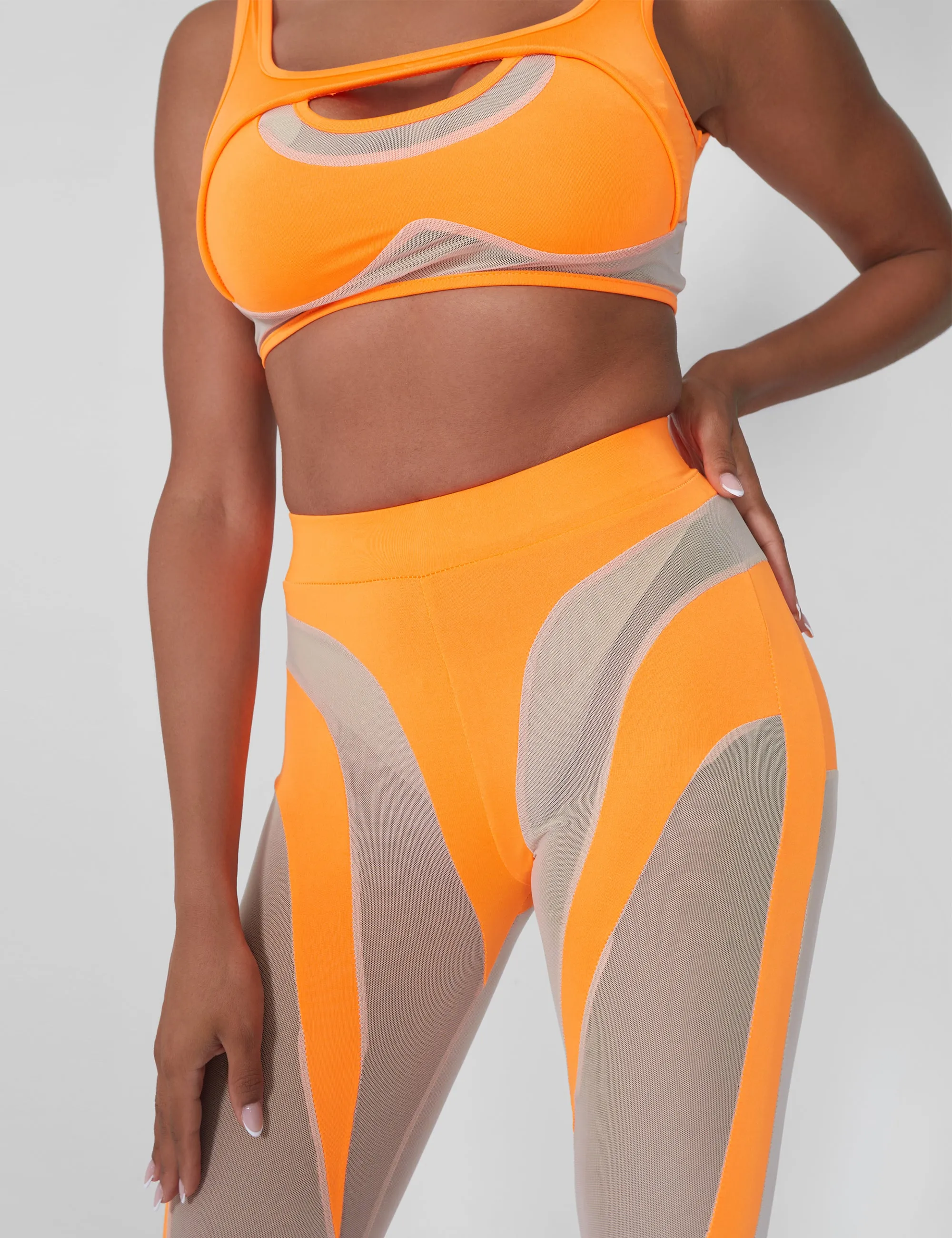 Mesh Insert Leggings Orange sold by Public Desire product image thumbnail 4
