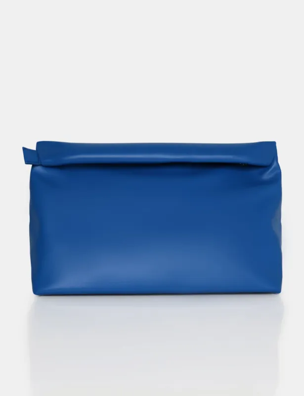 The Aria Cobalt Folded Detail Clutch Bag sold by Public Desire