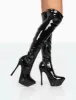Trixie Black Patent Stiletto Platform Over the Knee Boots sold by Public Desire
