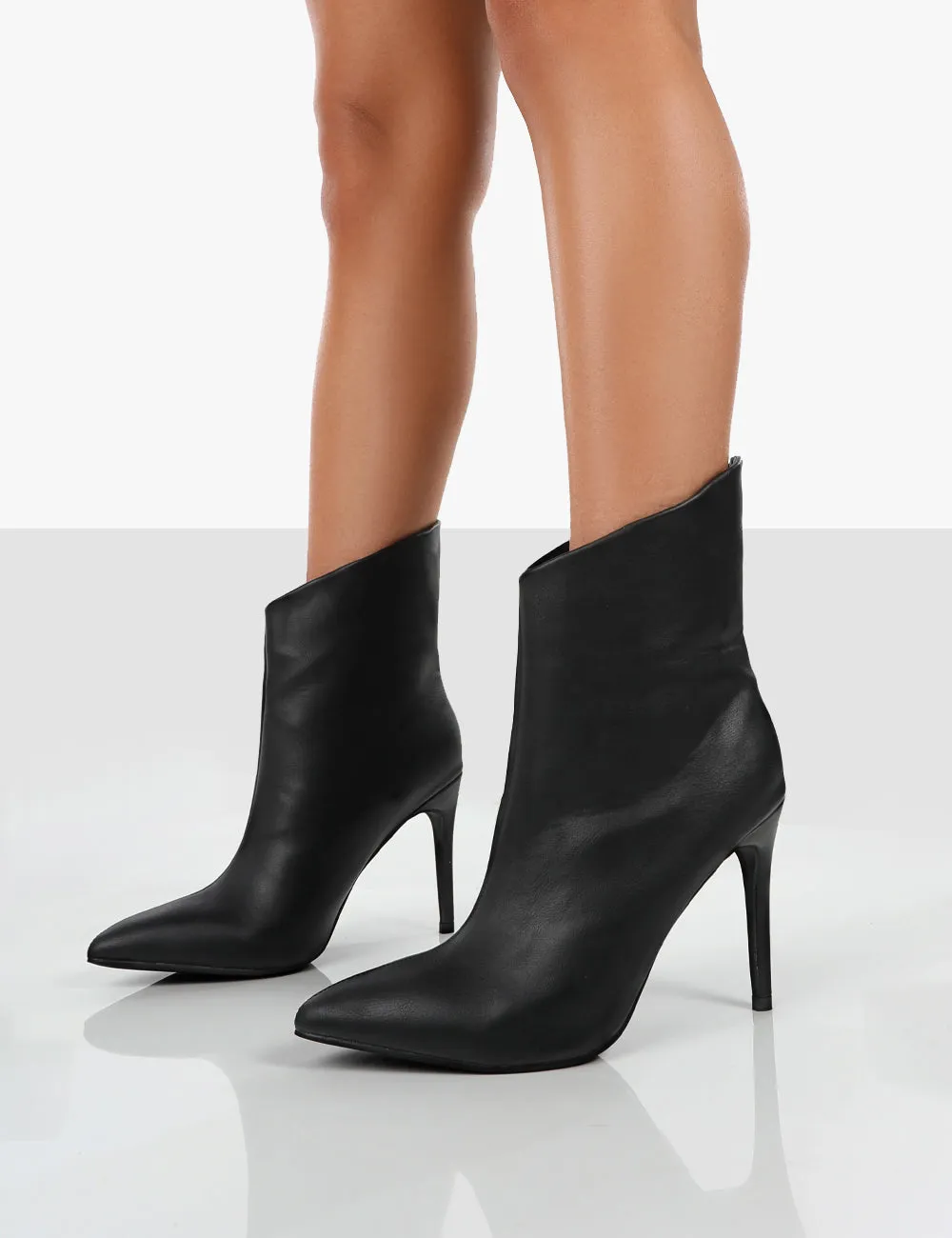 Quinn Black Pu Heeled Stiletto Ankle Boots sold by Public Desire product image thumbnail 4