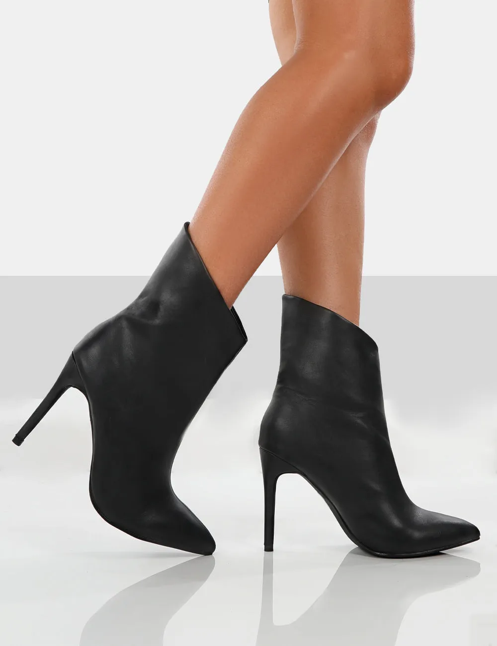 Quinn Black Pu Heeled Stiletto Ankle Boots sold by Public Desire product image thumbnail 3