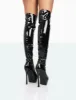 Trixie Black Patent Stiletto Platform Over the Knee Boots sold by Public Desire