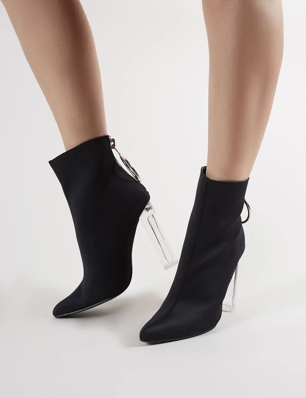 Fierce Clear Perspex Block Heel Ankle Boots in Black sold by Public Desire product image thumbnail 4