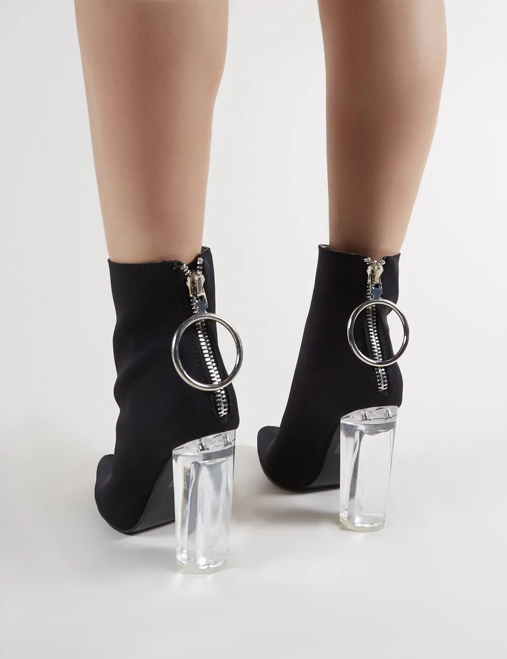 Fierce Clear Perspex Block Heel Ankle Boots in Black sold by Public Desire product image thumbnail 3