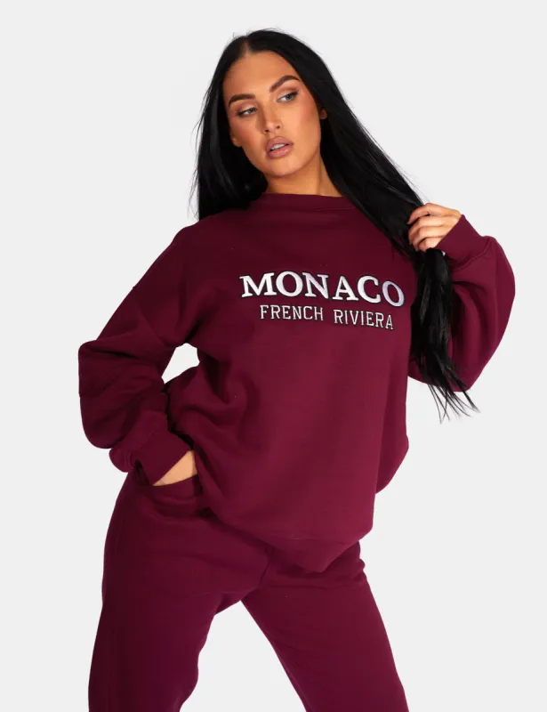Monaco Embroidered Sweatshirt Berry sold by Public Desire