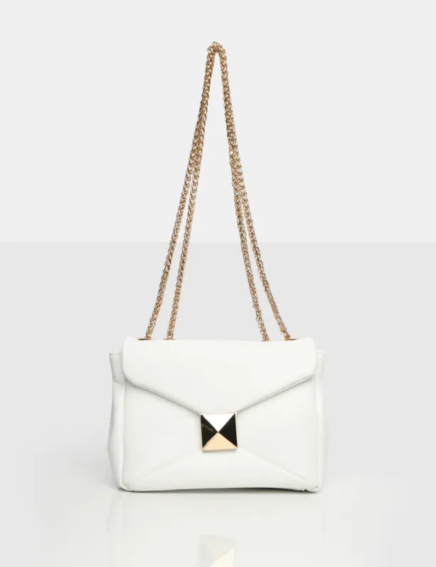 The Kenny White PU Stud Shoulder Bag sold by Public Desire