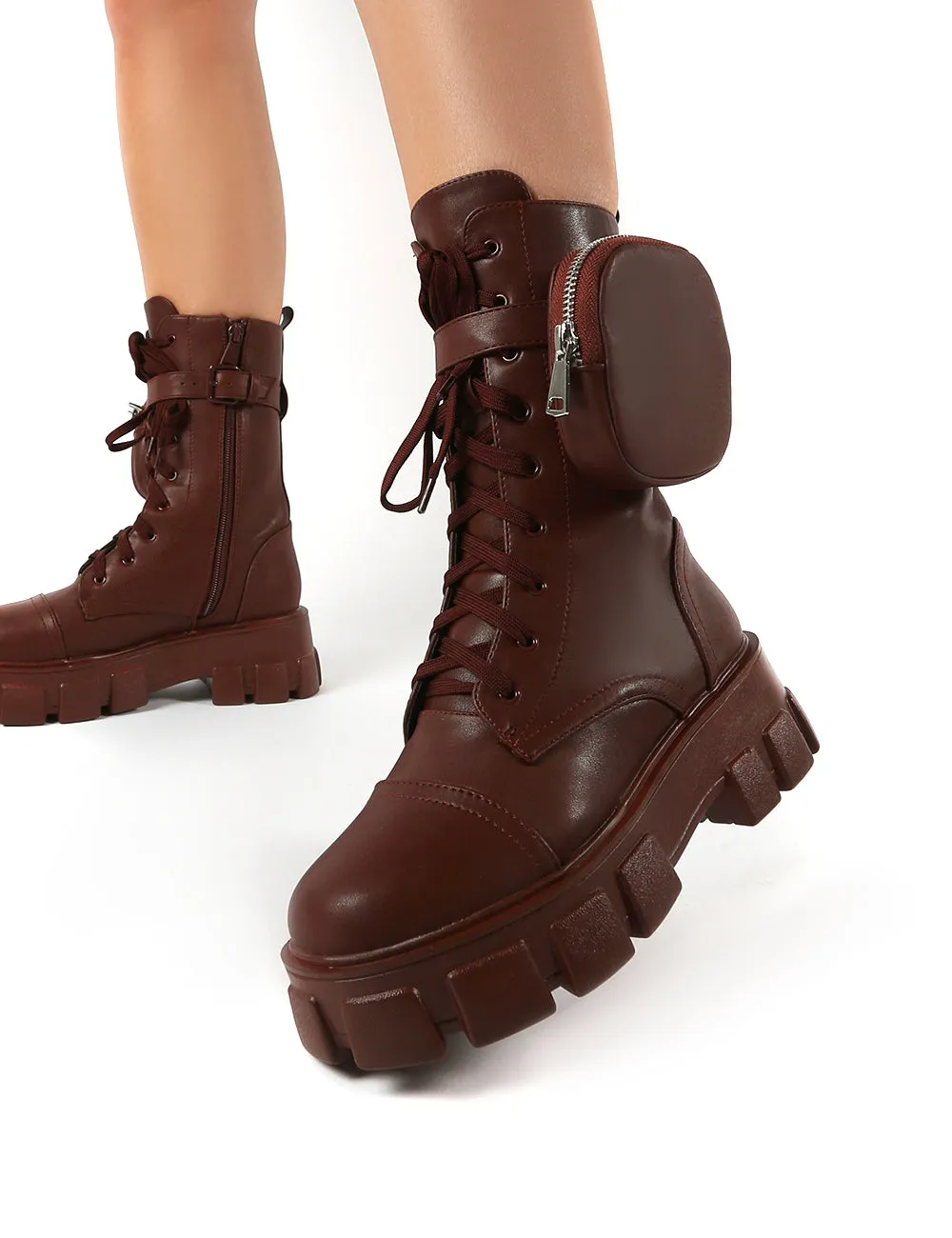 Intention Wide Fit Chocolate Chunky Sole Pouch Ankle Boots sold by Public Desire product image thumbnail 3