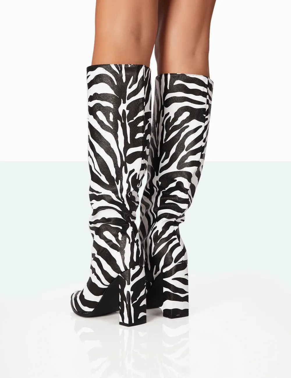 Posie Zebra PU Knee high Block Heel Boots sold by Public Desire product image thumbnail 4