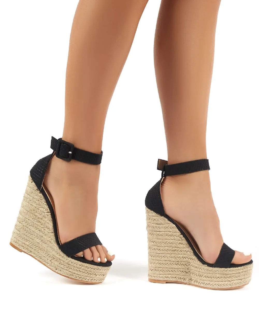 Amalie Black Espadrille Wedge Heeled Sandals sold by Public Desire product image thumbnail 2