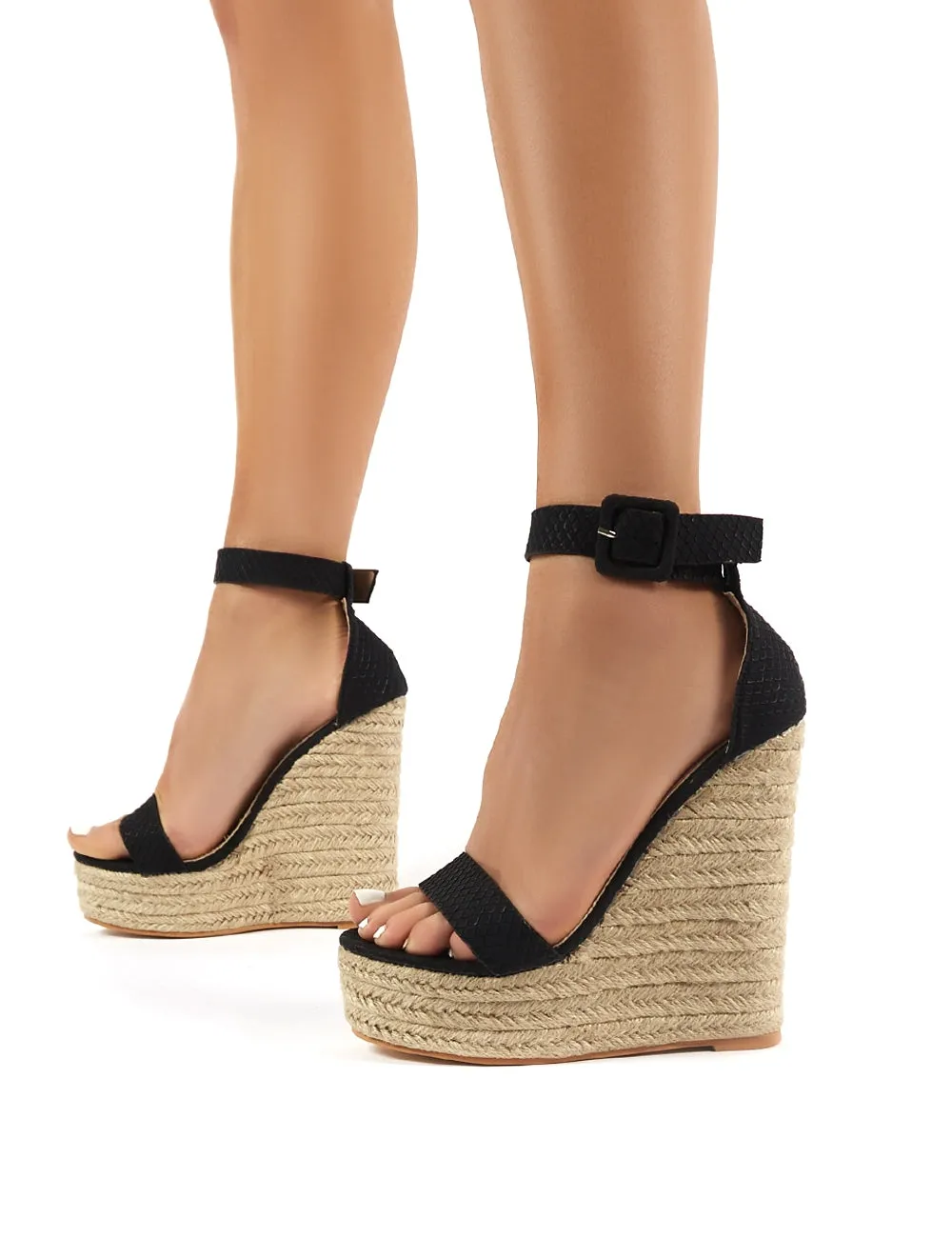 Amalie Black Espadrille Wedge Heeled Sandals sold by Public Desire product image thumbnail 4