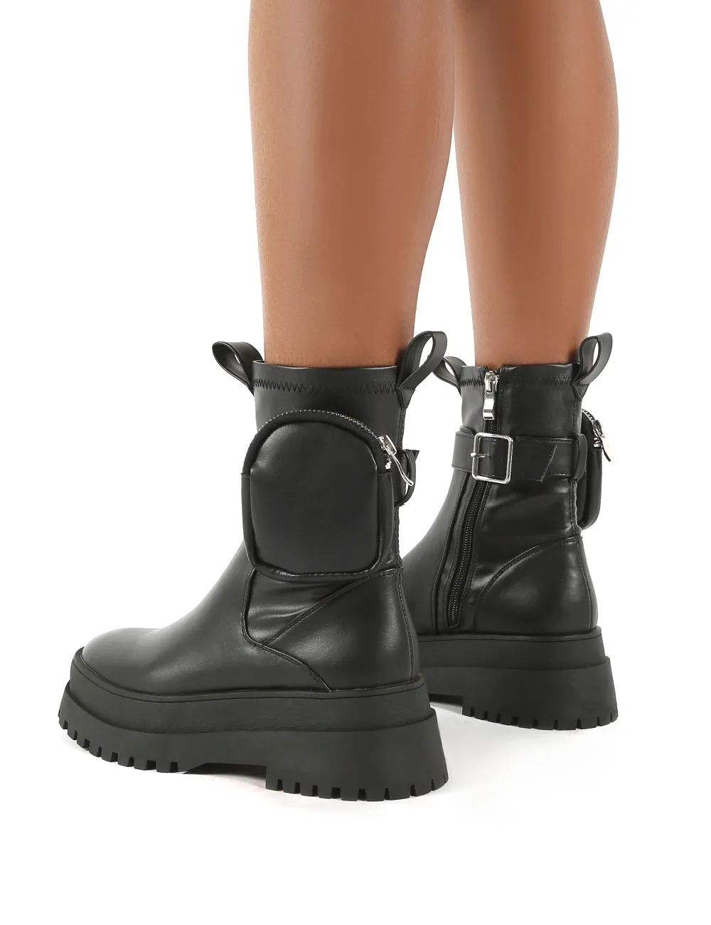Thought Black Pu Pocket Chunky Sole Ankle Boot sold by Public Desire product image thumbnail 2