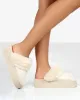 Cosy Cream Faux Suede Platform Slider Slipper sold by Public Desire