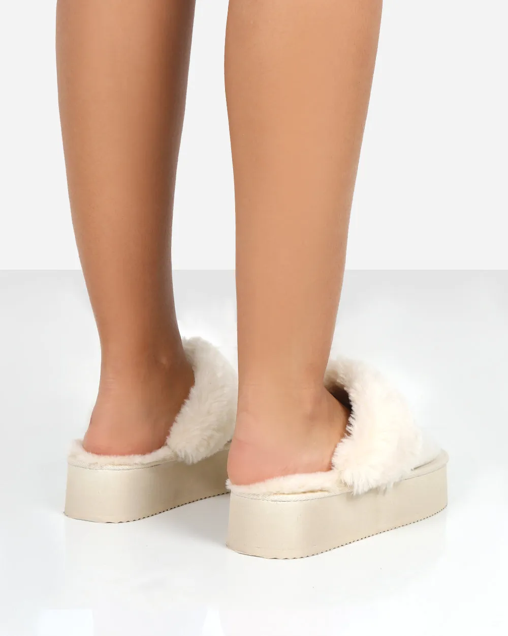 Cosy Cream Faux Suede Platform Slider Slipper sold by Public Desire product image thumbnail 4