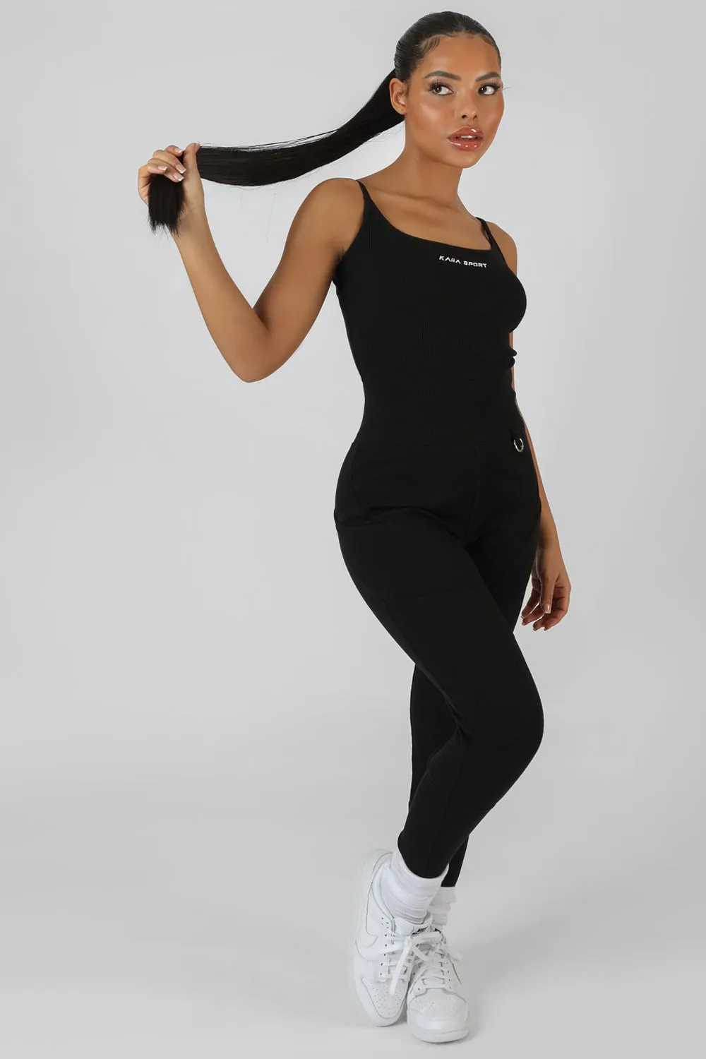 Pocket Detail Kaiia Sport Legging Unitard Black sold by Public Desire
