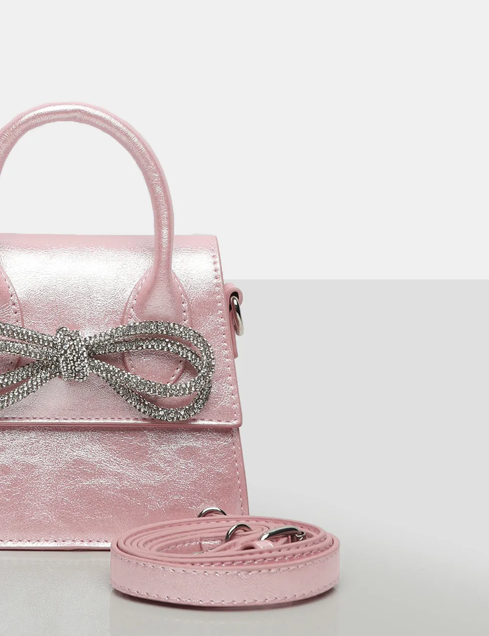 The Indy Pink Pu Diamante Bow Mini Bag sold by Public Desire product image thumbnail 3