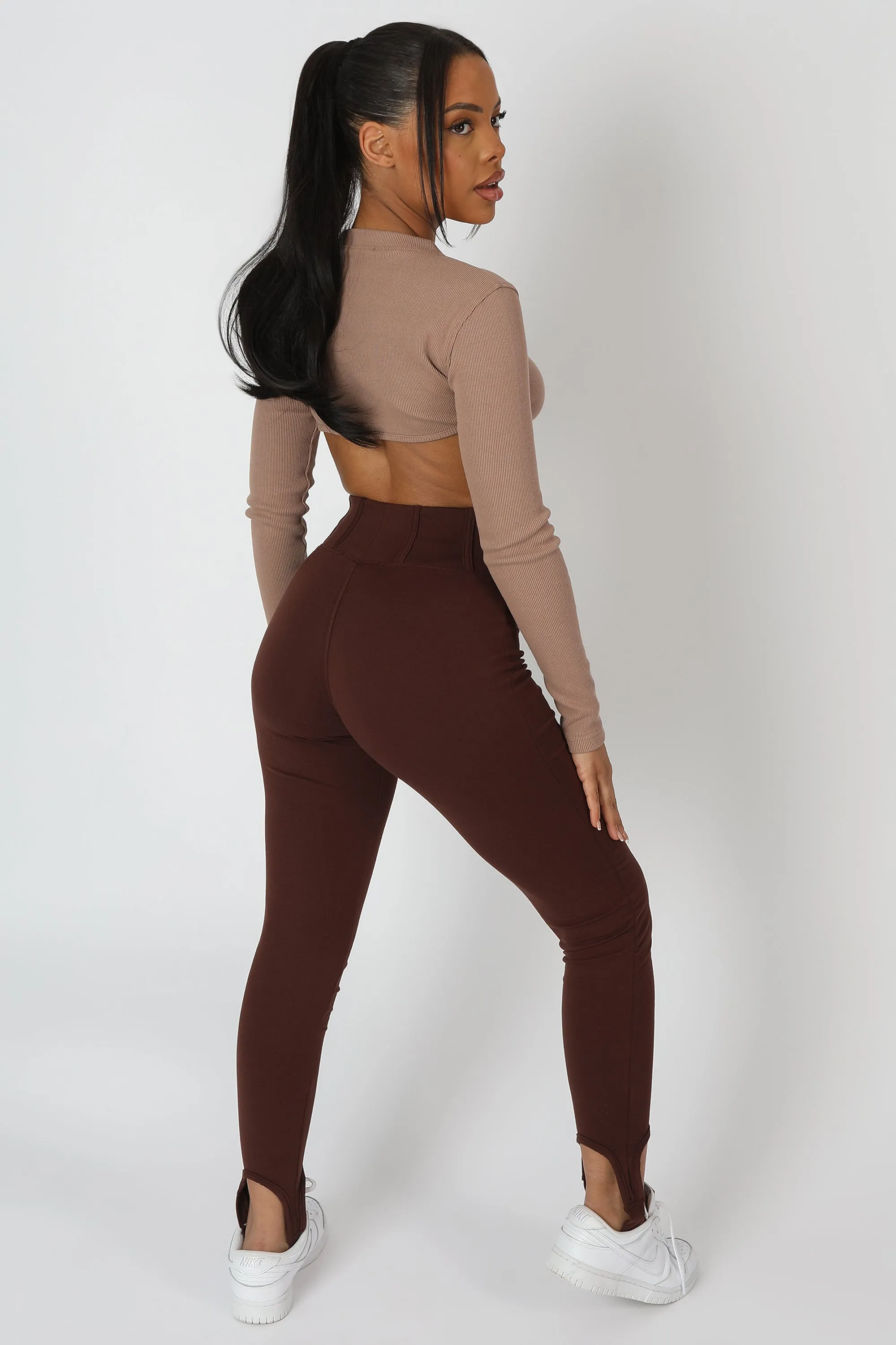 Scoop Stirrup Corset Legging Chocolate sold by Public Desire product image thumbnail 4