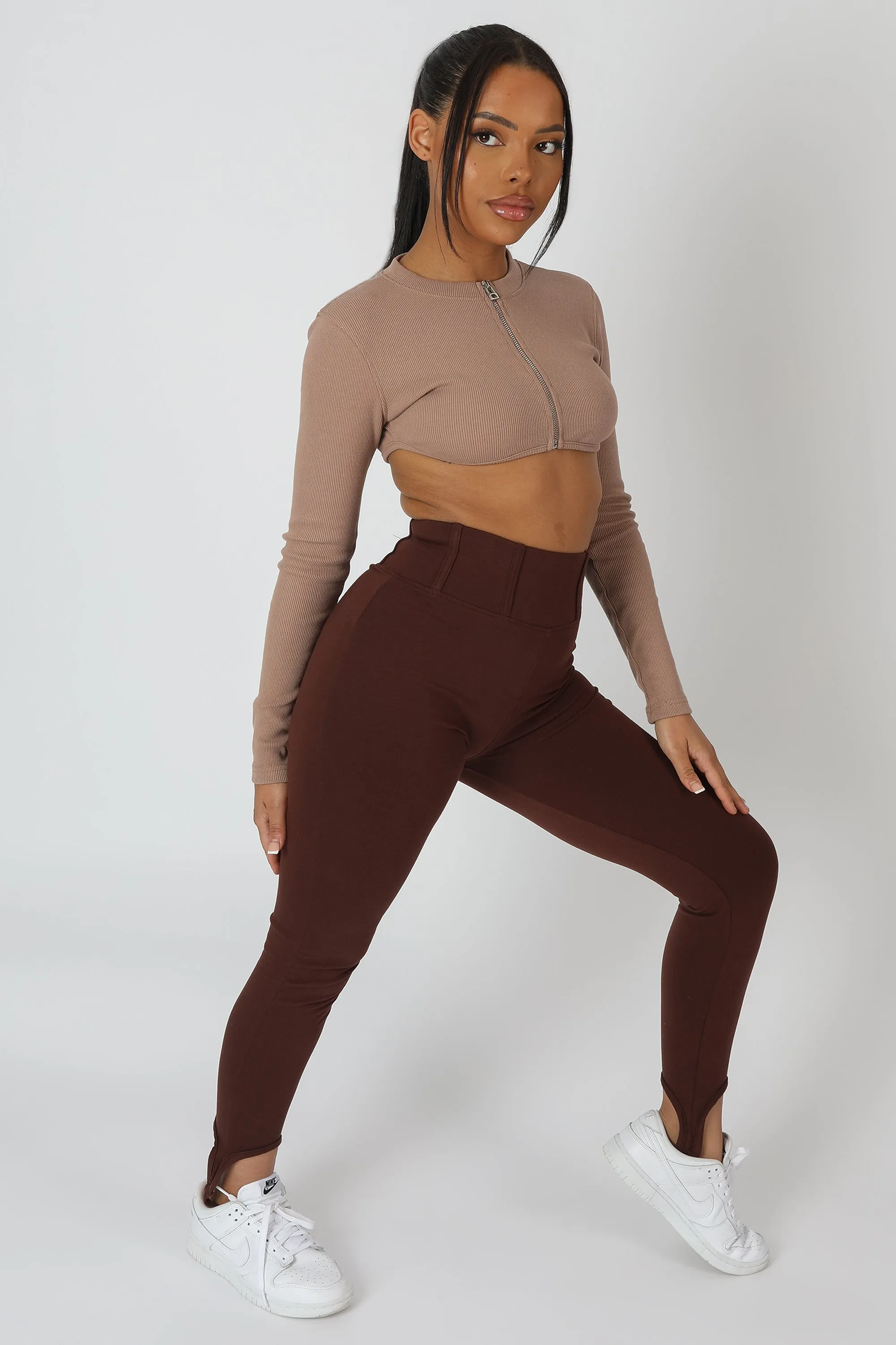 Scoop Stirrup Corset Legging Chocolate sold by Public Desire