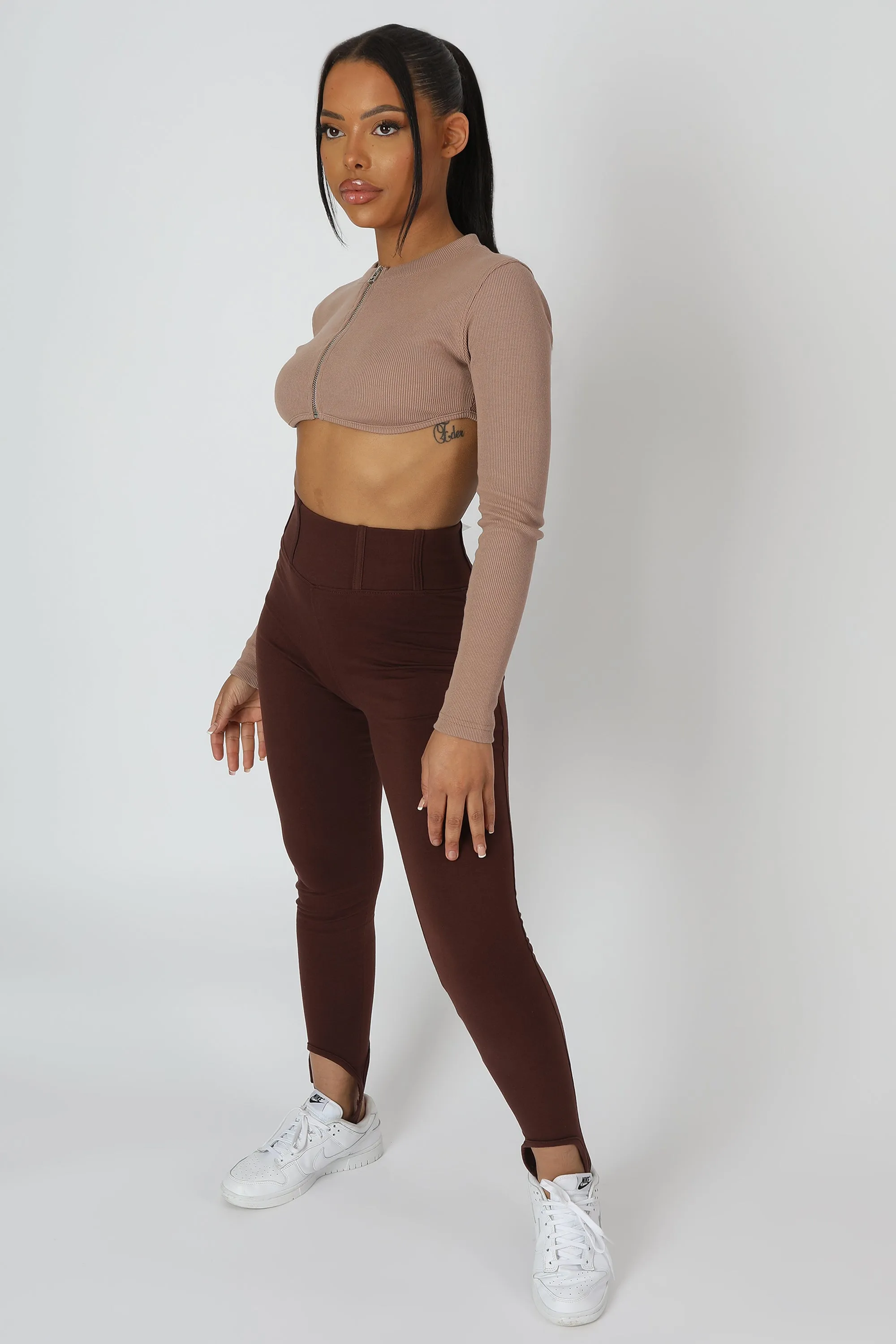 Scoop Stirrup Corset Legging Chocolate sold by Public Desire product image thumbnail 3