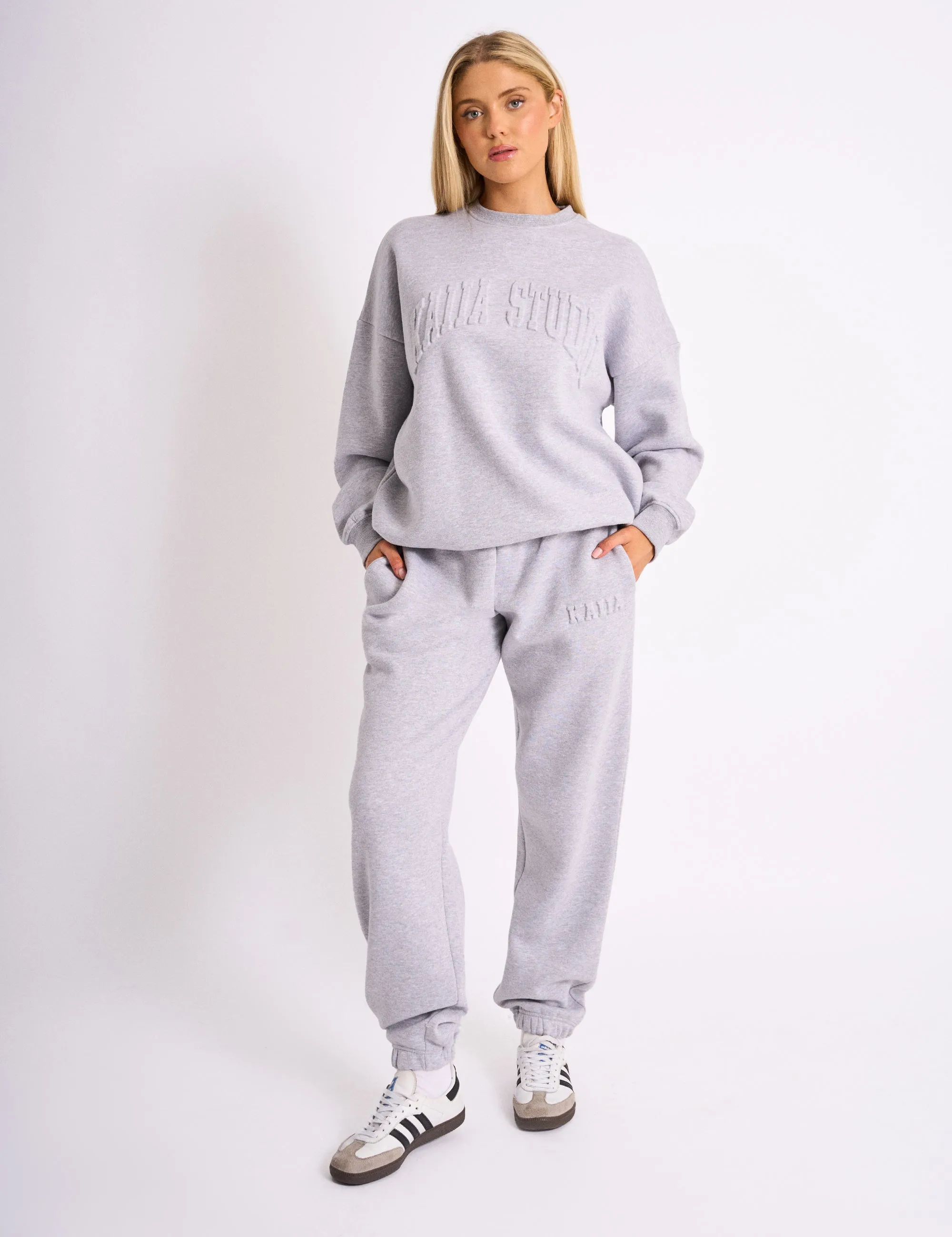 Kaiia Studio Embossed Logo Oversized Sweatshirt Grey Marl sold by Public Desire product image thumbnail 4