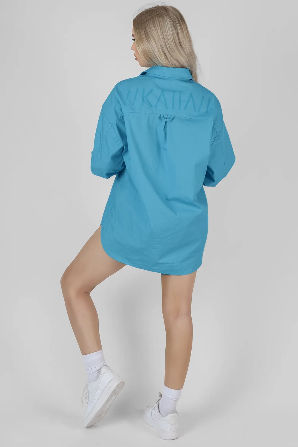 Kaiia Print Oversized Poplin Shirt Blue sold by Public Desire product image thumbnail 4