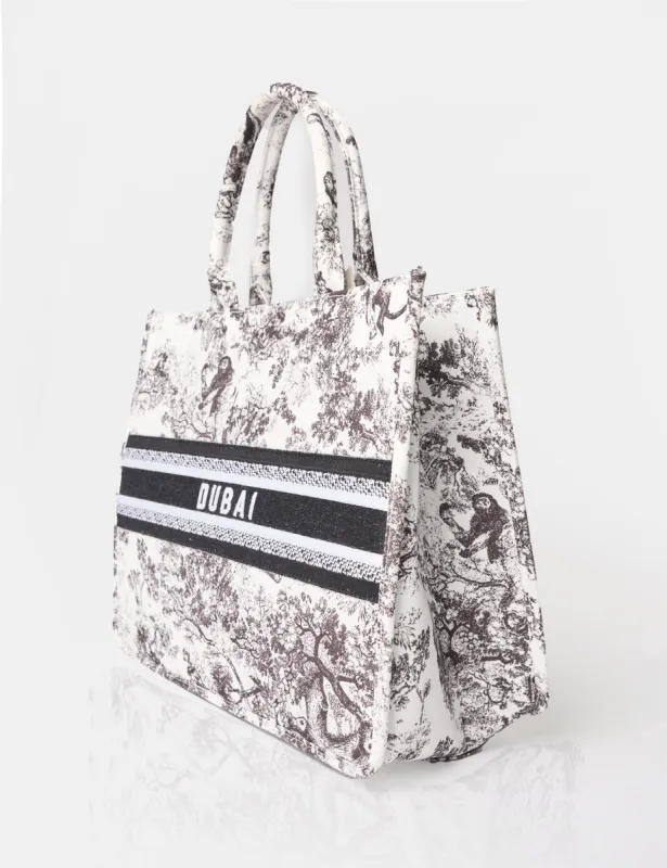 The Dubai Black Oversized Canvas Tote Bag sold by Public Desire