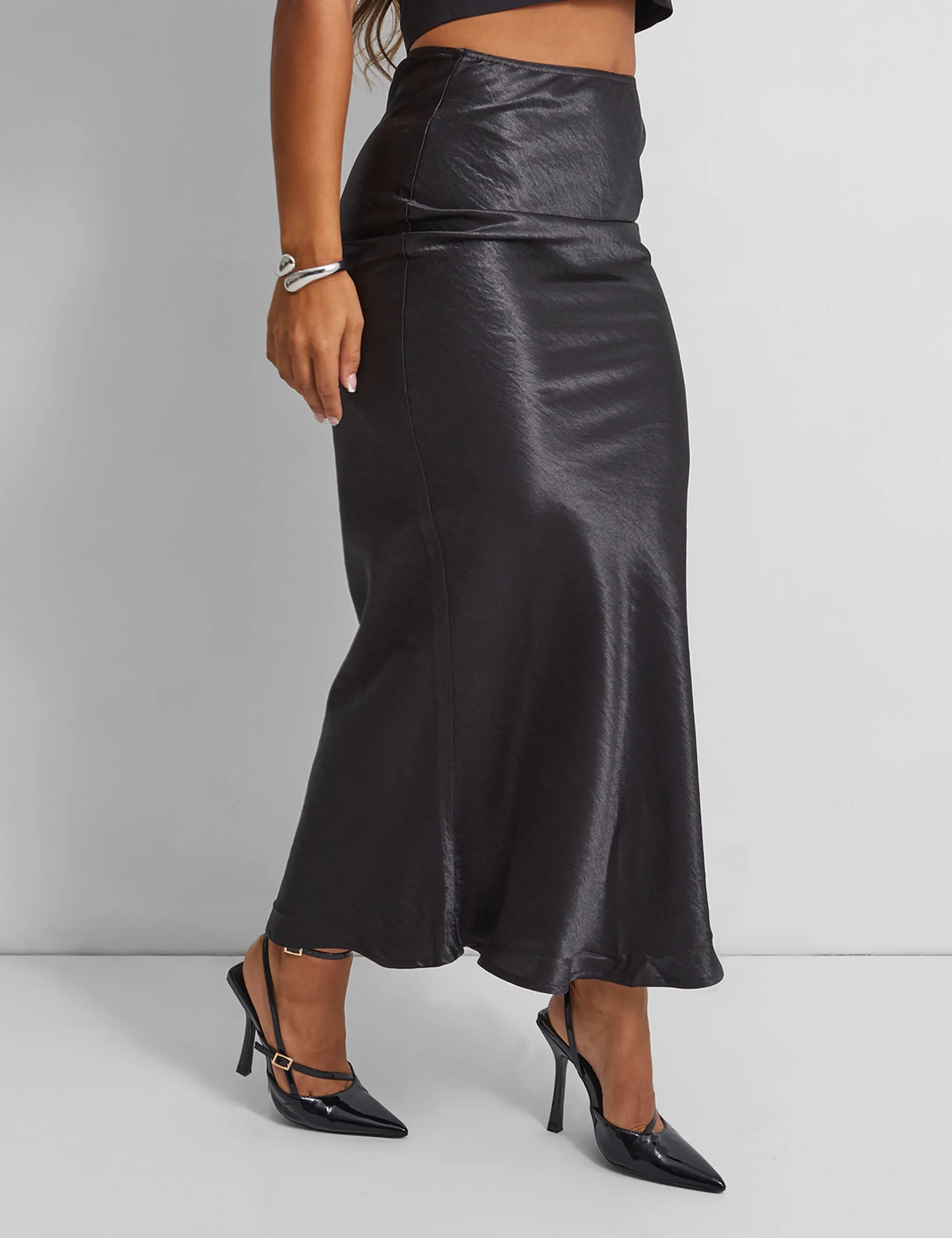 Kaiia Satin Maxi Skirt in Black sold by Public Desire product image thumbnail 3