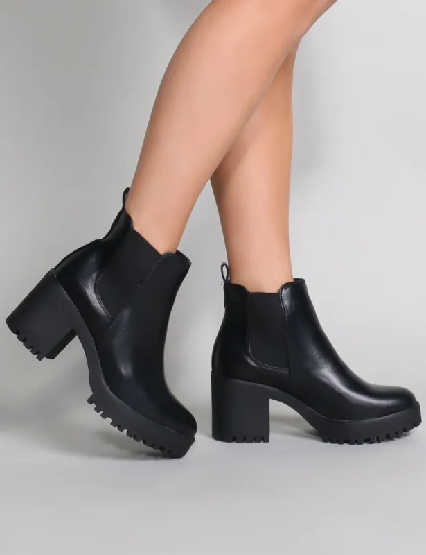 Krissie Heeled Chelsea Boots in Black sold by Public Desire
