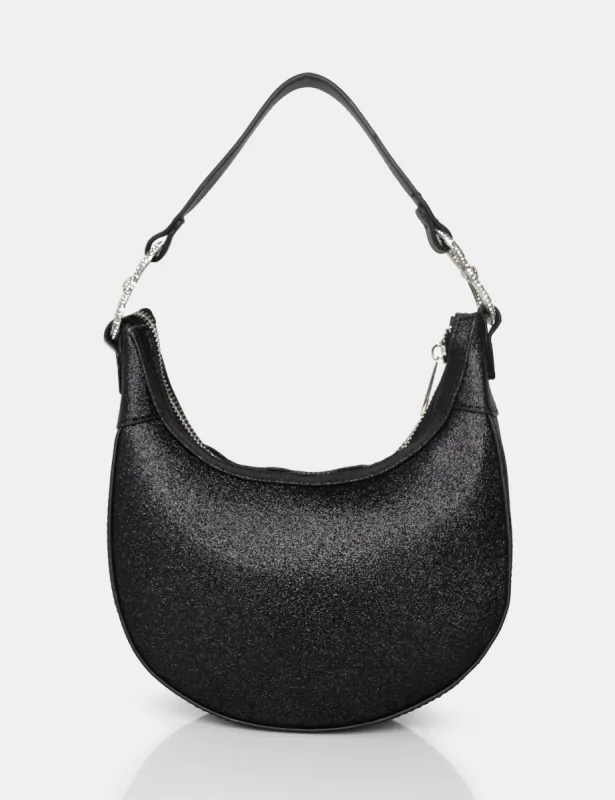 The Bam Bam Black Glitter Bag made by Public Desire