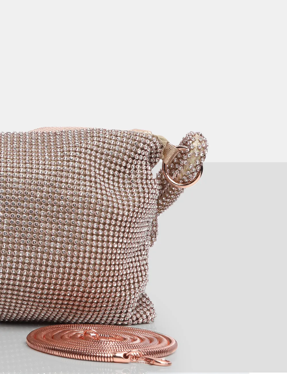 The Ingrid Blush Nude Diamante Zip Up Knot Detail Mini Shoulder Bag sold by Public Desire product image thumbnail 3