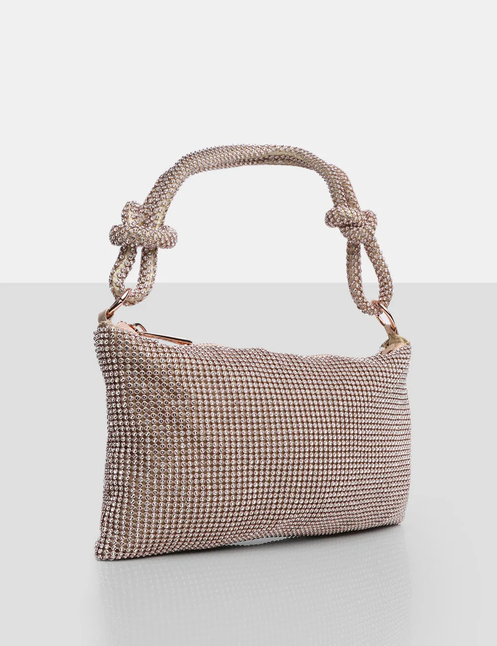 The Ingrid Blush Nude Diamante Zip Up Knot Detail Mini Shoulder Bag sold by Public Desire product image thumbnail 2