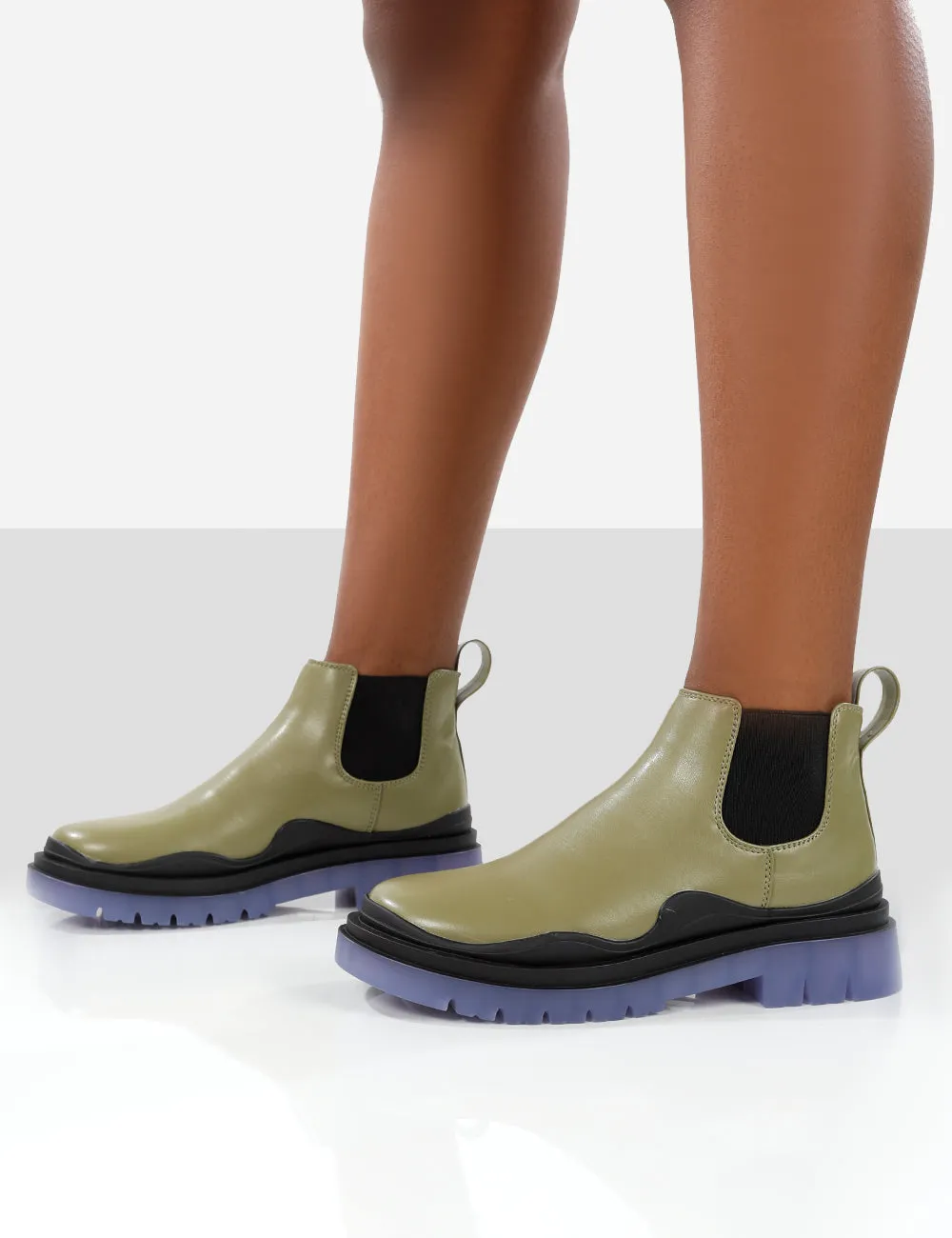 Myth Green Chunky Sole Chelsea Boots sold by Public Desire product image thumbnail 3