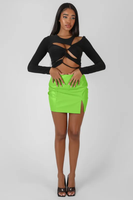 Pu Mini Skirt Green sold by Public Desire