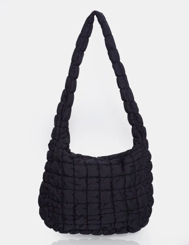 Noe Black Quilted Tote Shoulder Bag sold by Public Desire