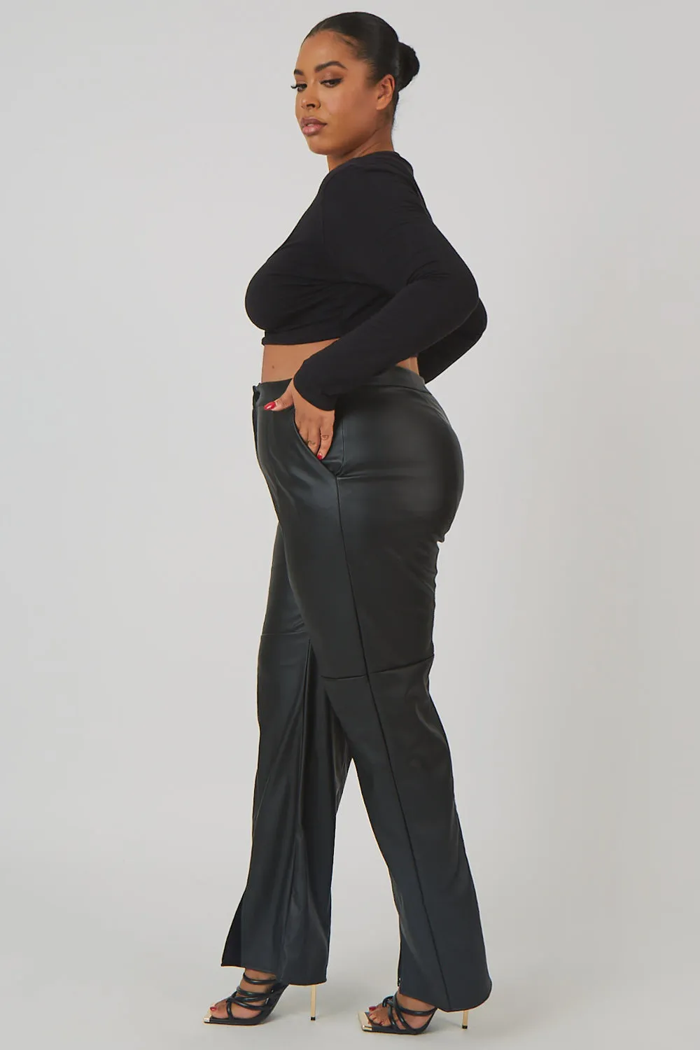 Curve Pu Seam Front Split Detail Trousers Black sold by Public Desire product image thumbnail 5