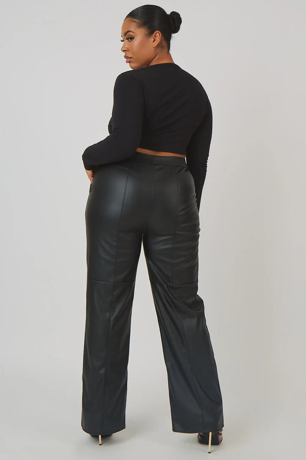 Curve Pu Seam Front Split Detail Trousers Black sold by Public Desire product image thumbnail 3