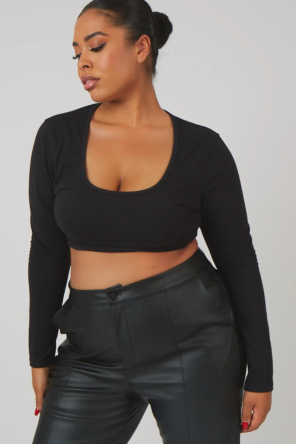 Curve Pu Seam Front Split Detail Trousers Black sold by Public Desire product image thumbnail 4
