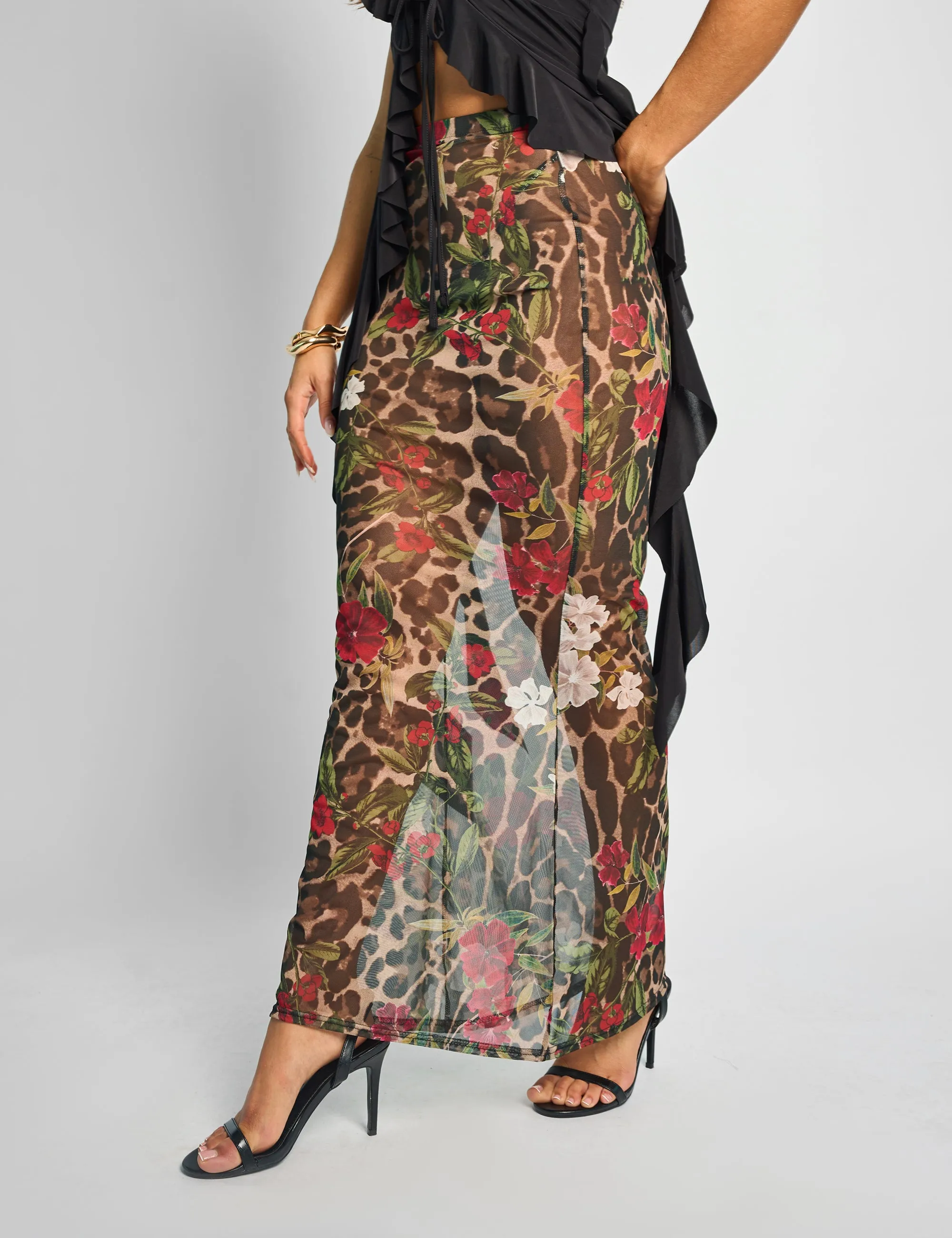 Printed Mesh Maxi Skirt Multi sold by Public Desire product image thumbnail 2