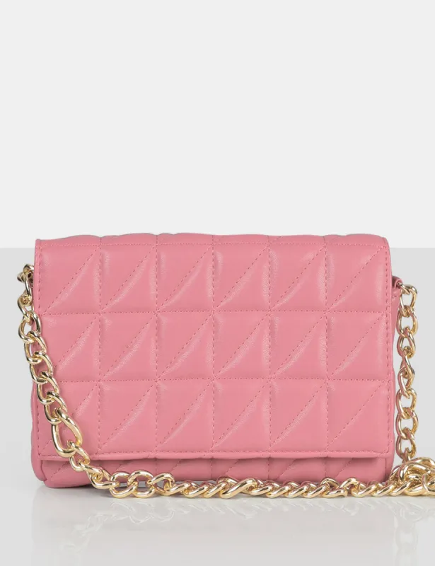 The Kahlo Pink Gold Chain Shoulder Mini Bag sold by Public Desire