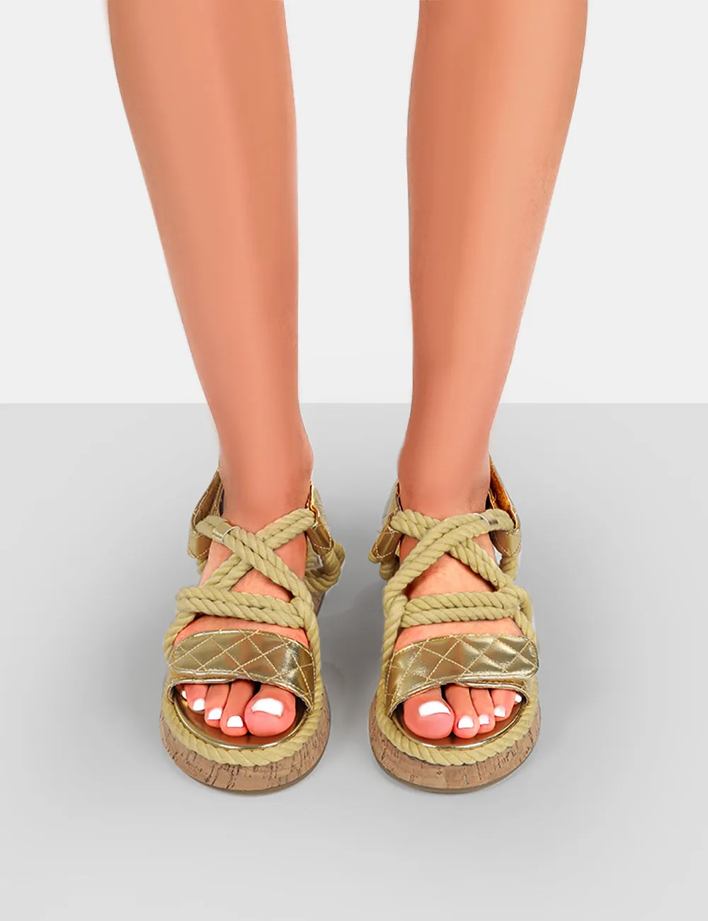 Miami Gold Rope Flatform Lace Up Sandals sold by Public Desire product image thumbnail 4