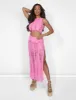 Ladder Detail Maxi Skirt Pink sold by Public Desire