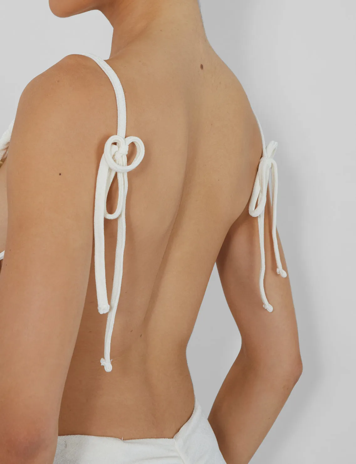 Slinky Ruched Side Crop Top Ecru sold by Public Desire product image thumbnail 3